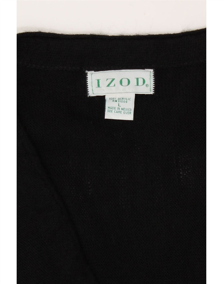 Izod Mens Cardigan Sweater Large Black Acrylic