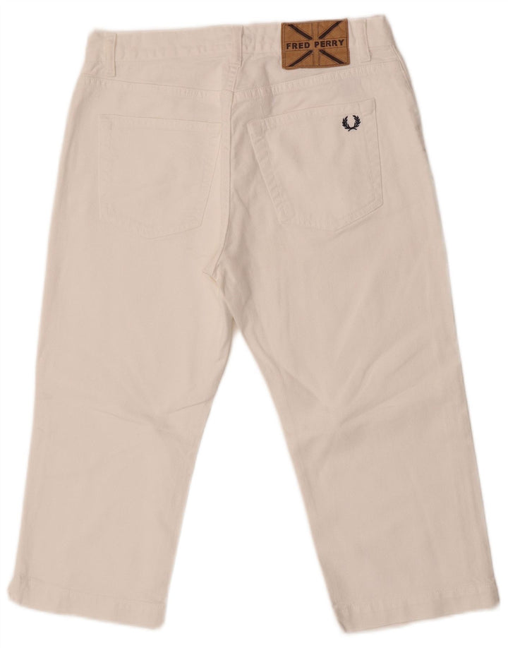 Fred Perry Womens Mid Rise Straight Capri Jeans IT 42 Medium W27 L18 White