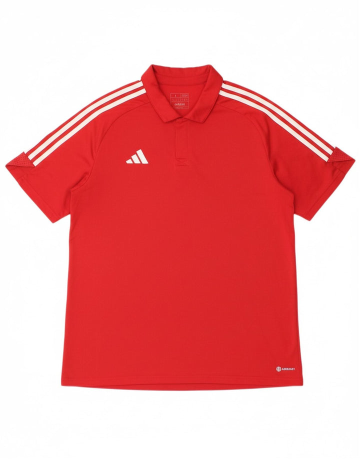 ADIDAS Mens Regular Fit Polo Shirt Large Red Polyester
