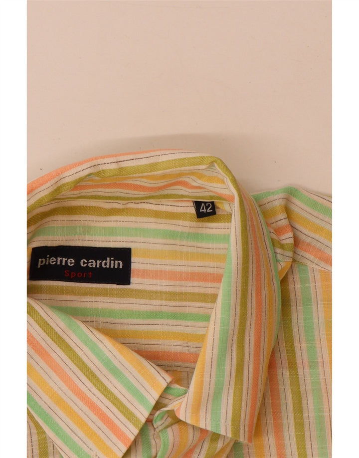Pierre Cardin Mens Short Sleeve Shirt Size 42 Large Multicoloured Striped