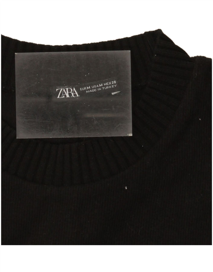 Zara Womens Crew Neck Jumper Sweater UK 14 Medium Black