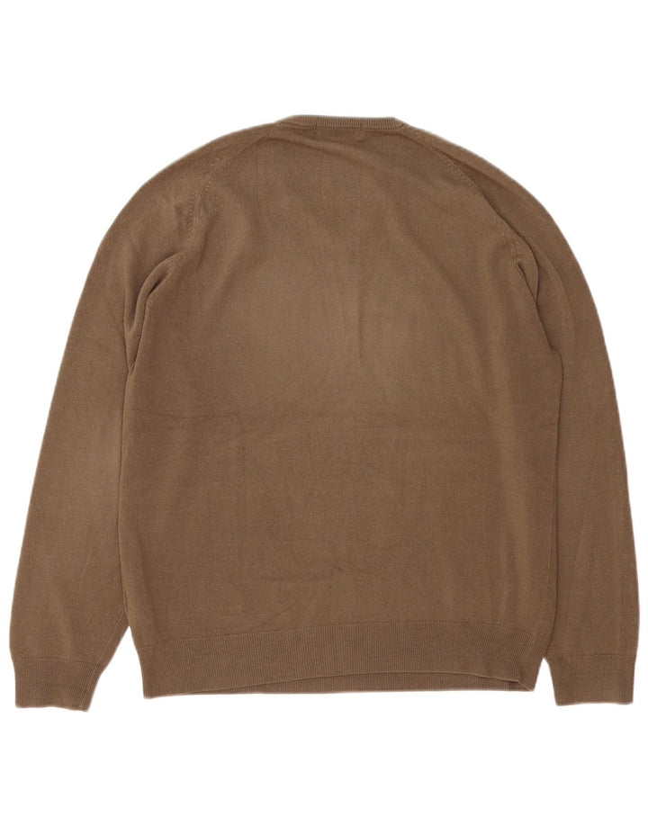 Marks & Spencer Mens Blue Harbour V-Neck Jumper Sweater Medium Brown