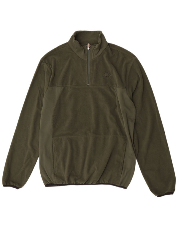 Suéter de lã feminino Kappa com zíper e gola UK 18 XL cáqui poliéster