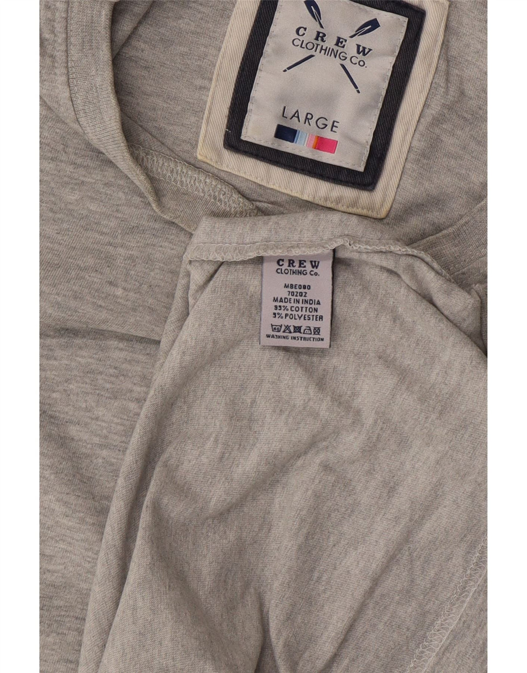 Crew Clothing Mens T-Shirt Top Large Grey Cotton