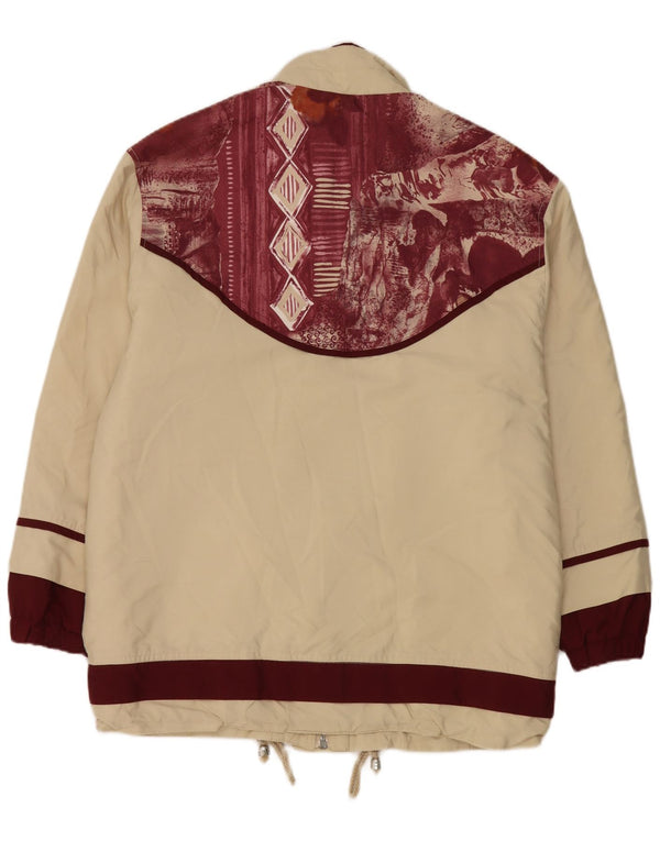 Vintage Damen Übergroße Utility-Jacke UK 8 Small Beige Floral Polyester