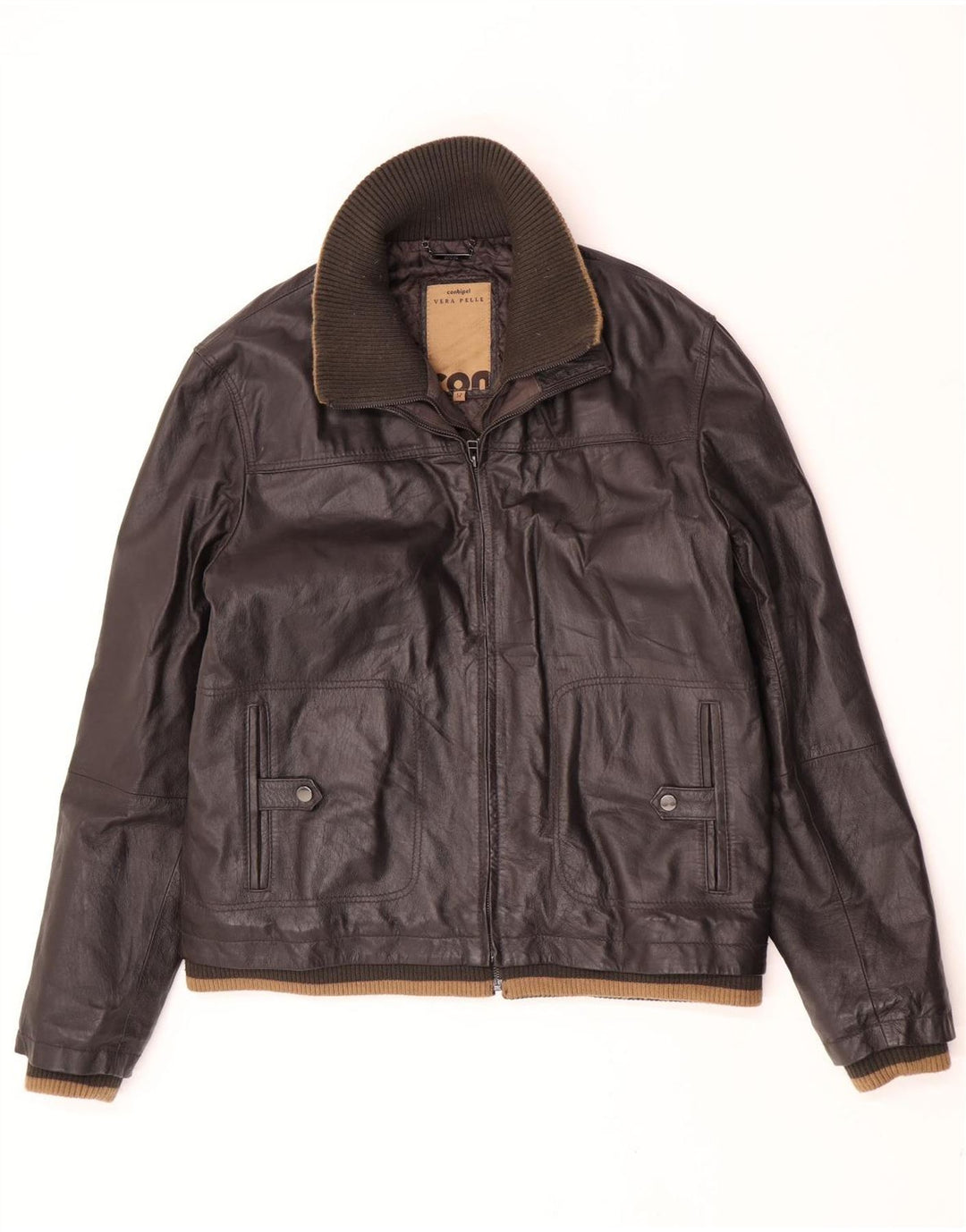 Conbipel Mens Leather Jacket IT 52 XL Brown Leather
