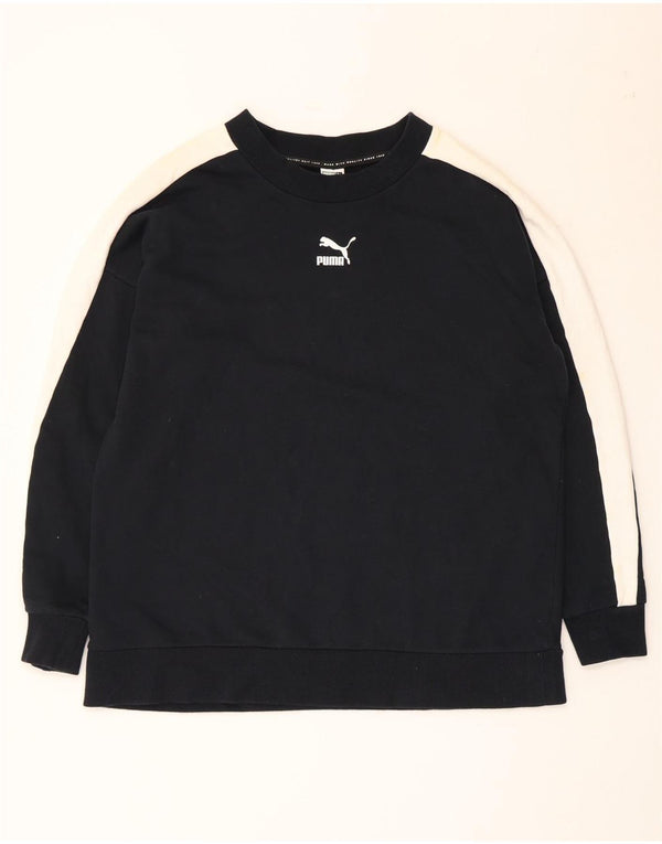 Puma Mens Sweatshirt Jumper Medium Black Colourblock Cotton
