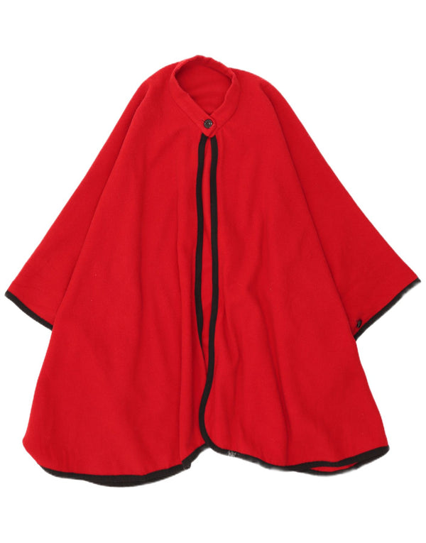 Vintage Mujer Poncho Abrigo Un Tamaño Rojo
