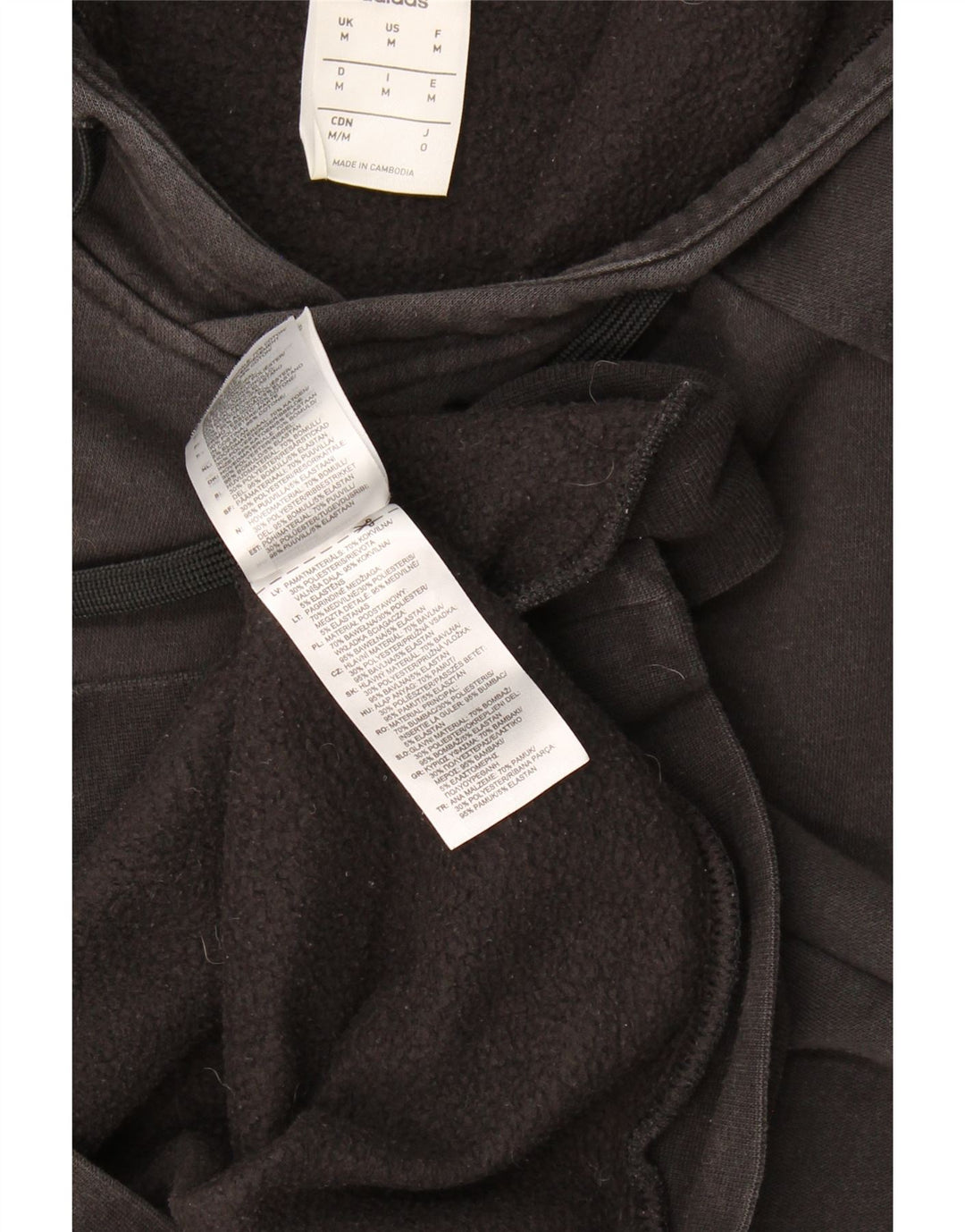 Adidas Mens Hoodie Jumper Medium Black Cotton