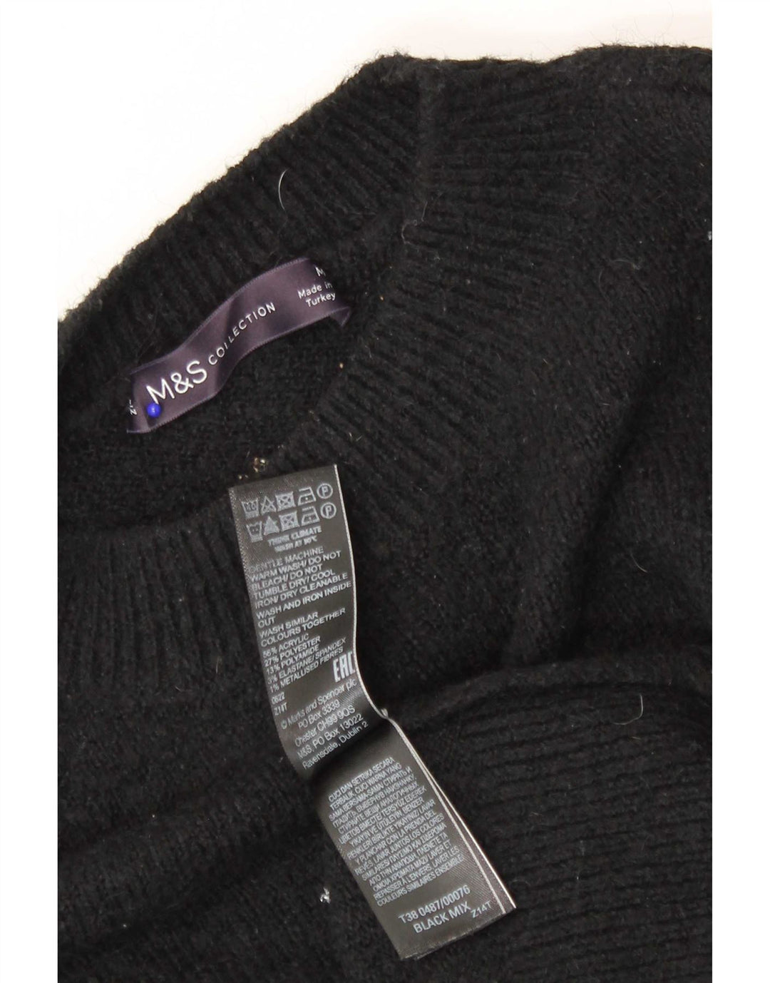 Sweter damski Marks & Spencer z okrągłym dekoltem, UK 14, średni czarny