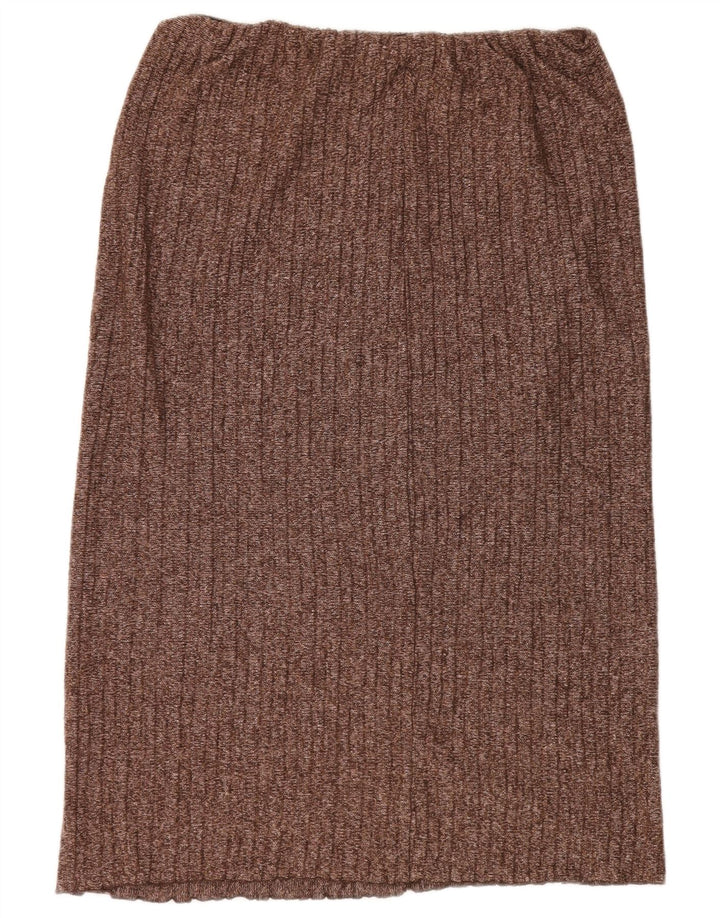Zara Womens Knit Straight Skirt Large W30  Brown Flecked Polyester