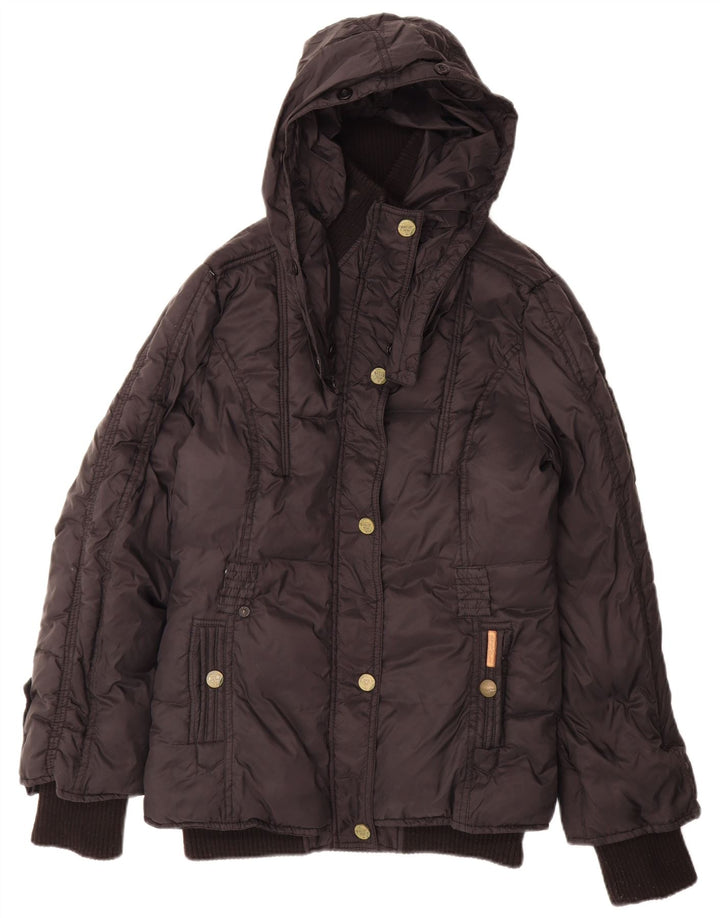 KHUJO Womens Hooded Padded Jacket UK 16 Large Black Nylon