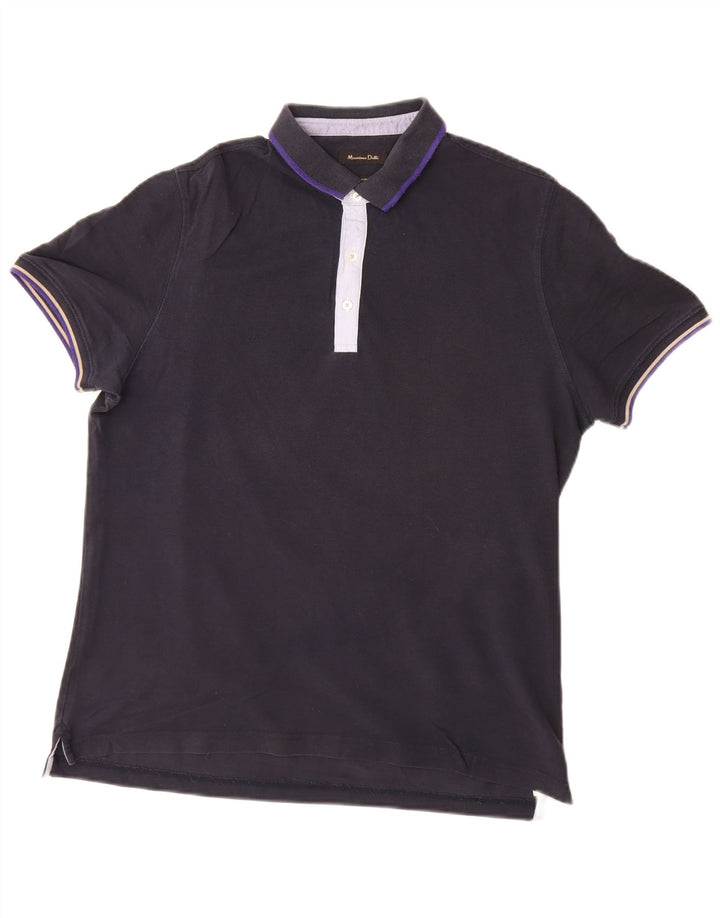 MASSIMO DUTTI Mens Polo Shirt XL Navy Blue Cotton