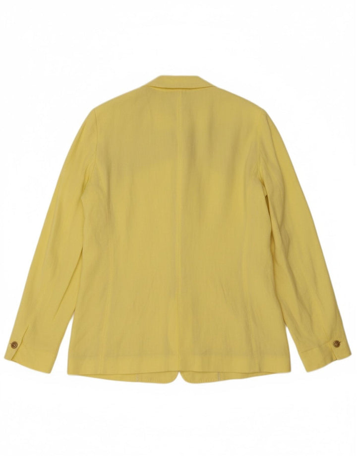 MASSIMO DUTTI Womens 1 Button Blazer Jacket EU 38 Medium Yellow Linen