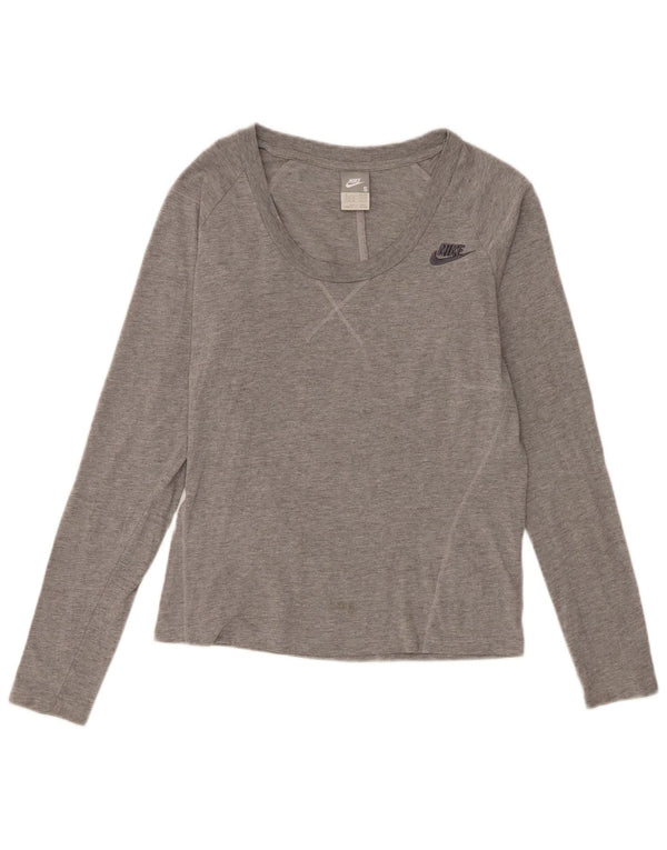Top Nike da donna a manica lunga UK 10 Small in cotone grigio