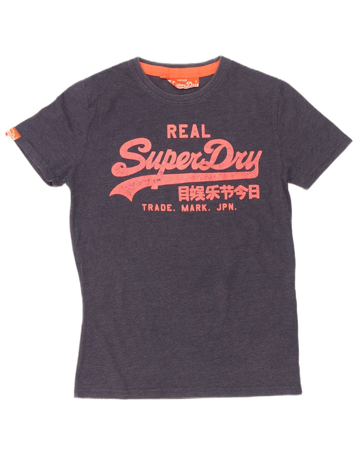 Superdry Mens Graphic T-Shirt Top Small Navy Blue Cotton