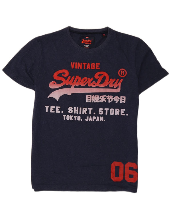 T-shirt grafica da uomo Superdry Top XL in cotone blu navy