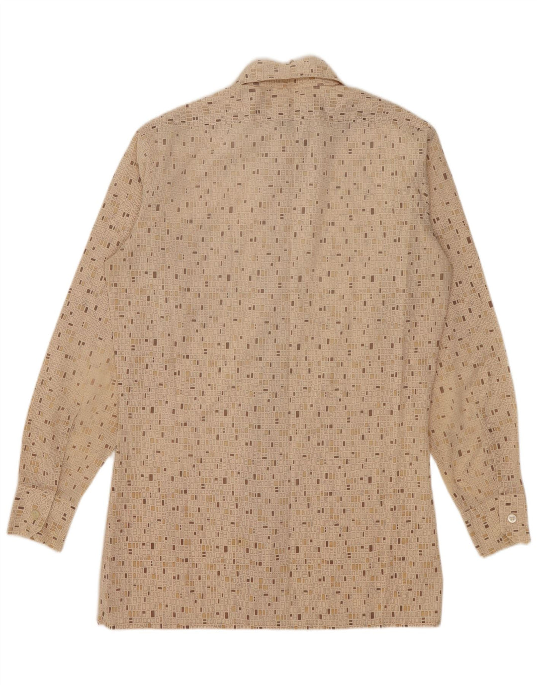 Vintage Mens Shirt Small Beige Geometric