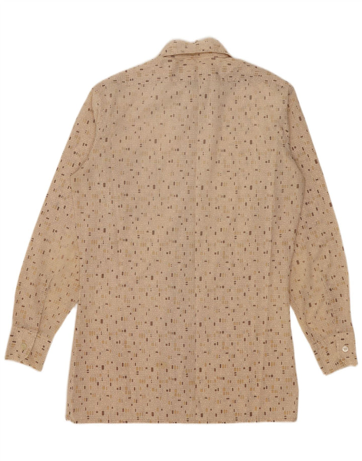 Vintage Mens Shirt Small Beige Geometric