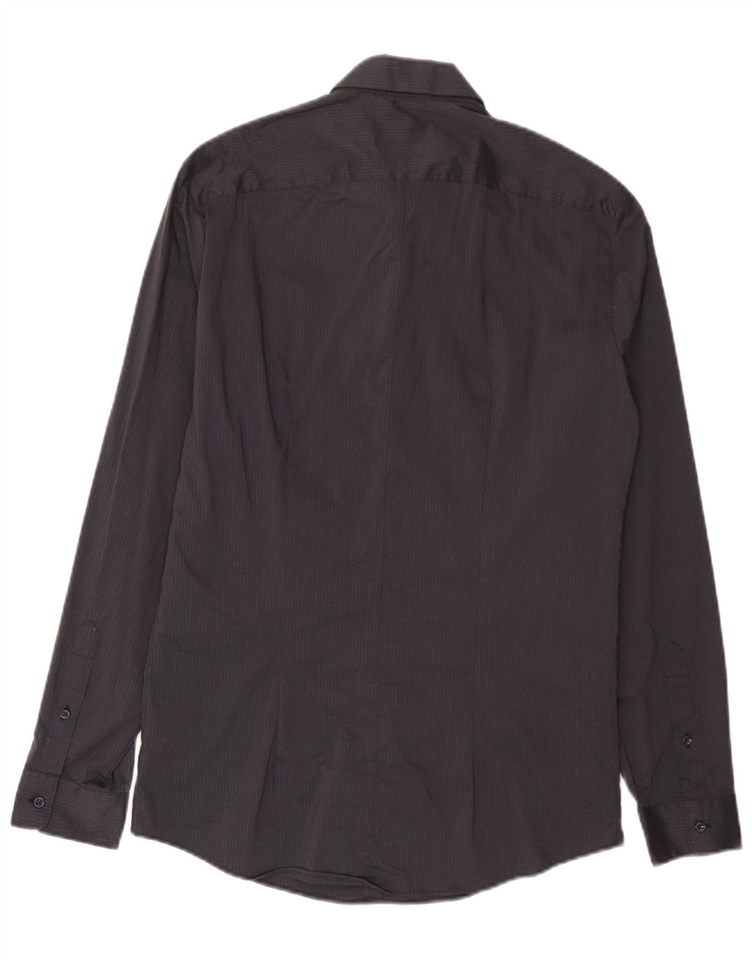 Trussardi Mens Shirt Size 41 Medium Black Pinstripe Cotton