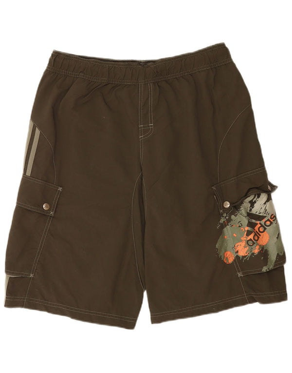 Adidas Mens Graphic Natação Shorts Grande Cáqui Nylon