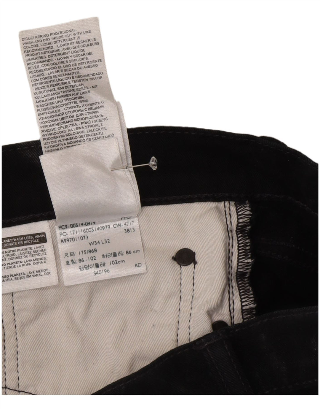 Levi's Mens 514 Straight Jeans W34 L32 Black Cotton