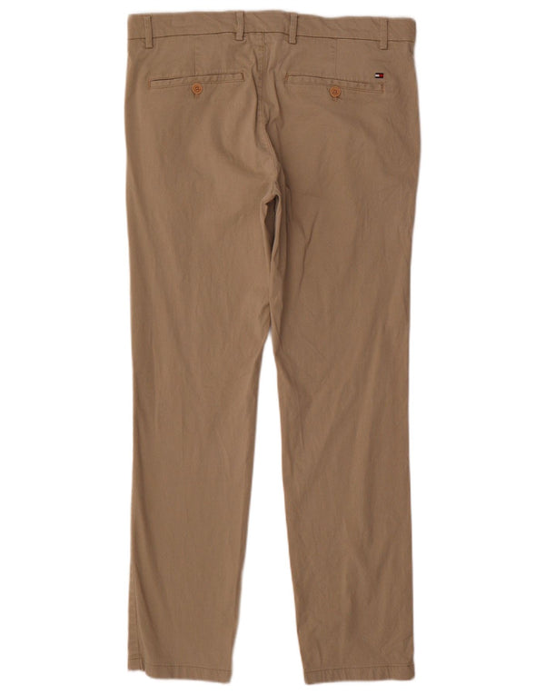 Tommy Hilfiger Mens Slim Chino Calças W33 L30 Algodão Bege