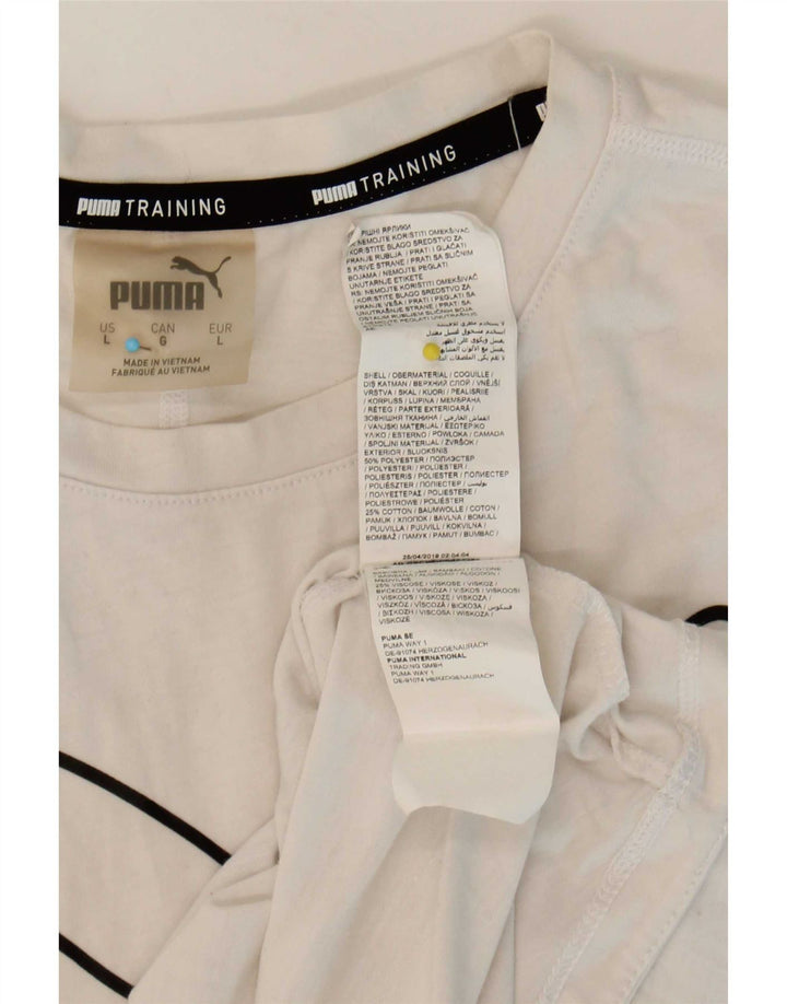 Camiseta feminina Puma Graphic UK 16 grande poliéster branco