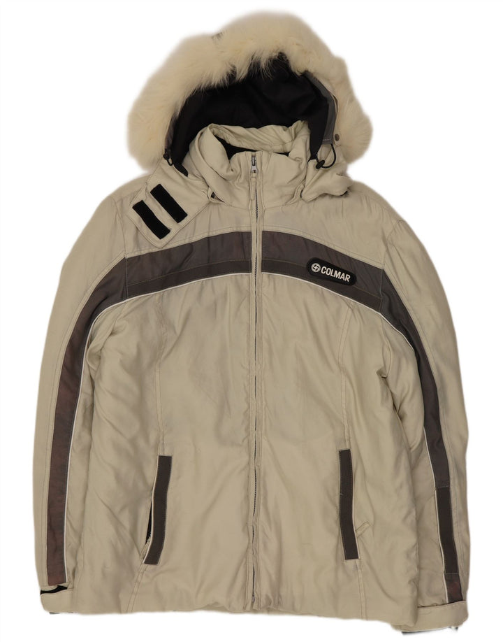 Colmar Mens Hooded Ski Jacket IT 46 Small Beige Colourblock