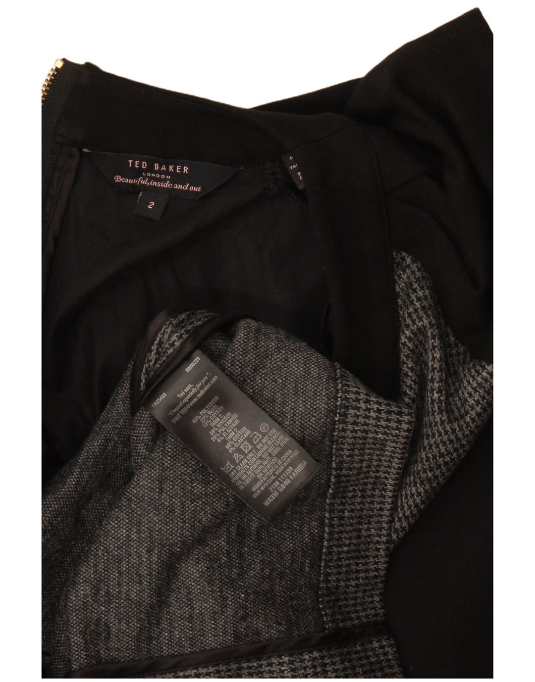 Ted Baker Womens Bodycon Dress Size 2 Small Black Colourblock Polyester