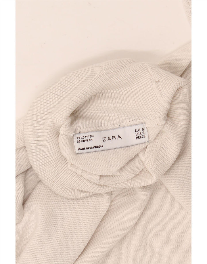 Zara Womens Roll Neck Jumper Sweater UK 10 Small Grey Cotton