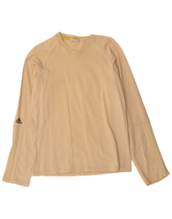 ADIDAS Mens Top Long Sleeve Medium Beige Cotton