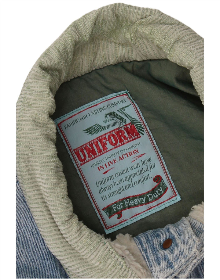 Uniform Mens Denim Sherpa Jacket UK 42 XL Blue