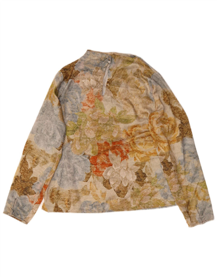 Zara Womens Top Long Sleeve UK 10 Small Multicoloured Floral Modern