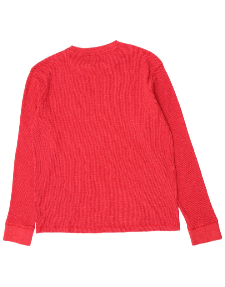 Chaps Mens T-Shirt Top Long Sleeve Large Red Cotton