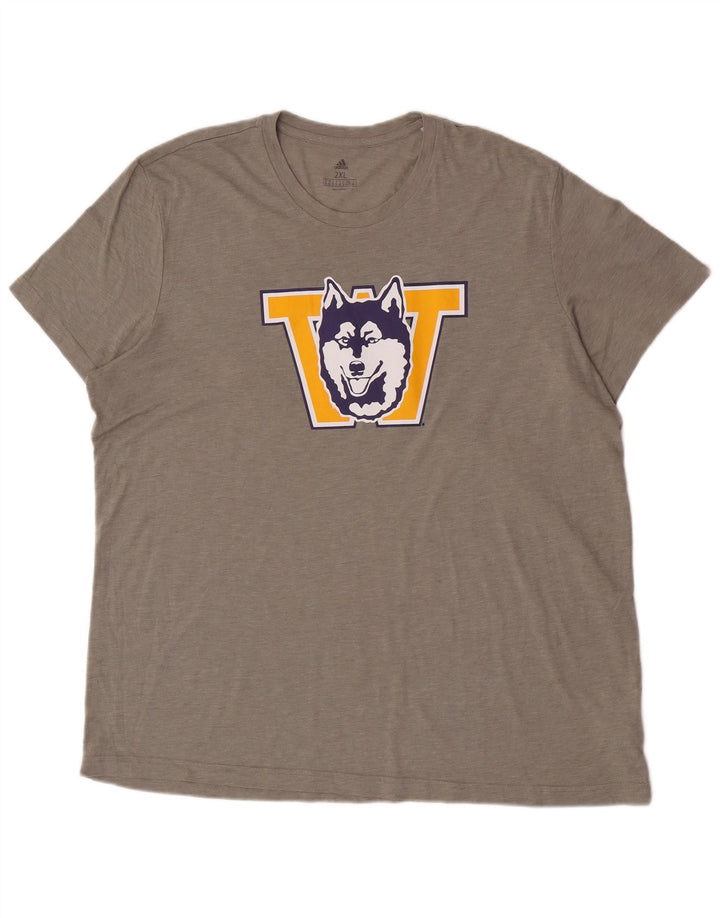 Adidas Mens Washington Huskies Graphic T-Shirt Top 2XL Grey Polyester