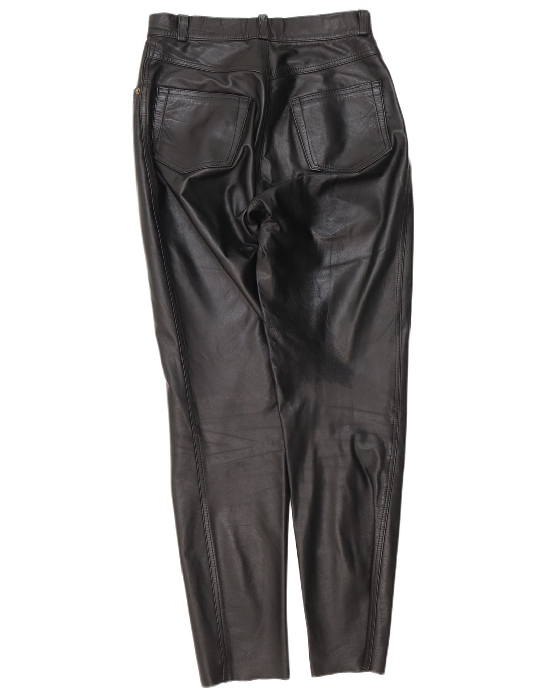 Genuine Leather Womens Tapered Trousers W28 L29 Black