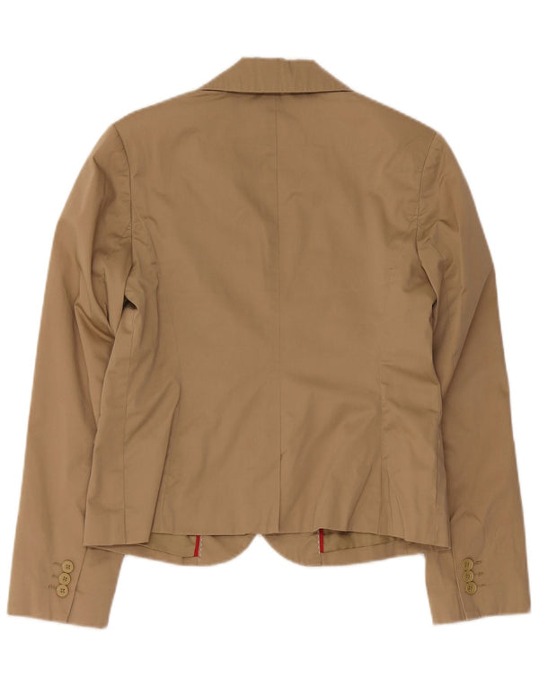 Tommy Hilfiger Damen-Blazerjacke mit 2 Knöpfen, US 8, mittelbeige Baumwolle
