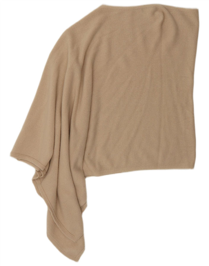 Benetton Womens Asymmetric Poncho Jumper One Size Beige Wool