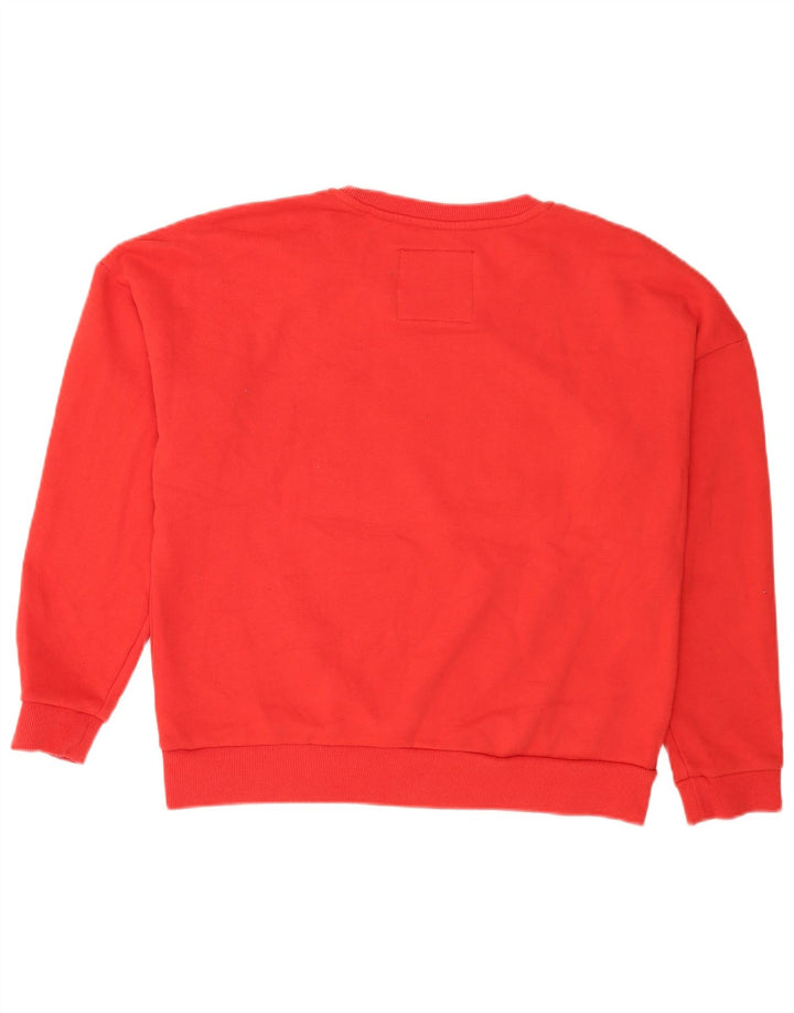 Superdry Womens Graphic Oversized Sweatshirt Jumper UK 16 Large Red Cotton