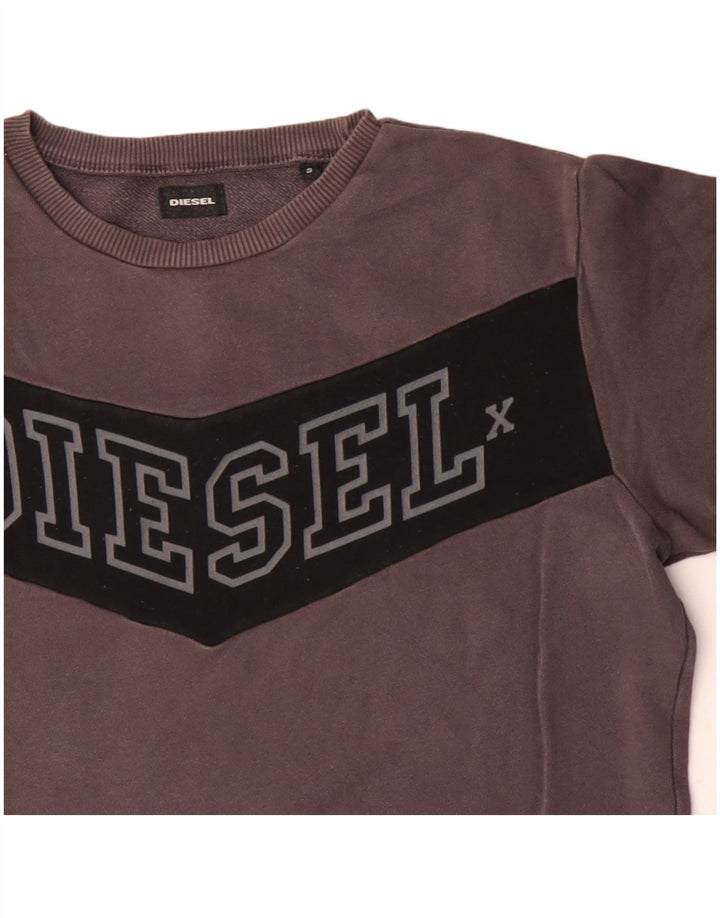 Diesel Mens Graphic Sweatshirt Jumper Small Grey Colourblock
