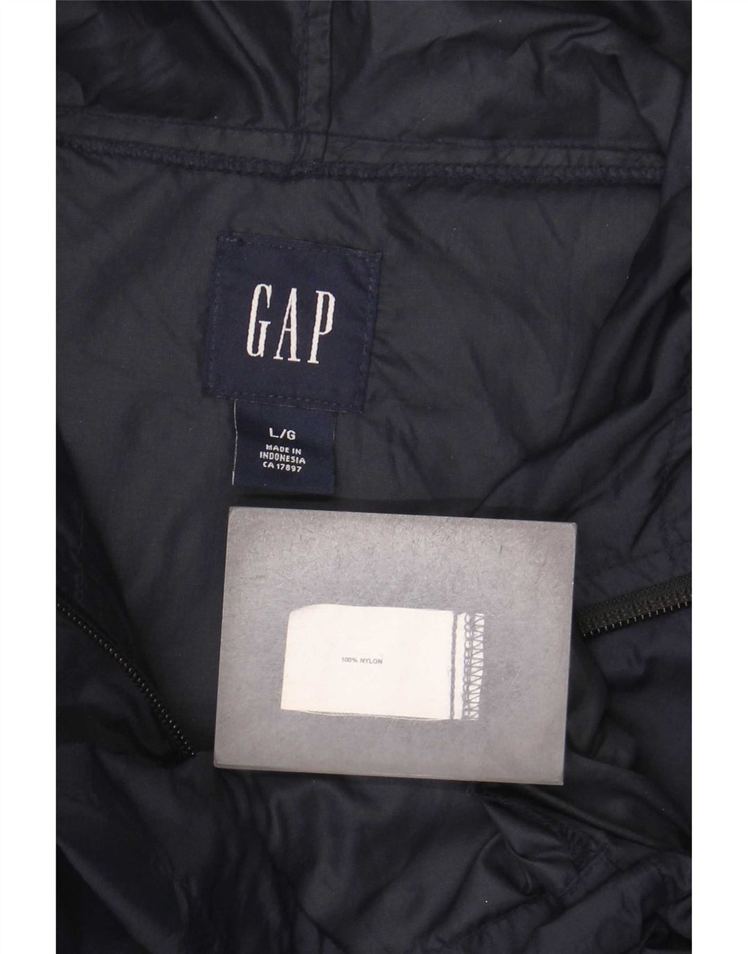 Gap Giacca antipioggia da uomo con cappuccio UK 40 Large Blu Navy Nylon