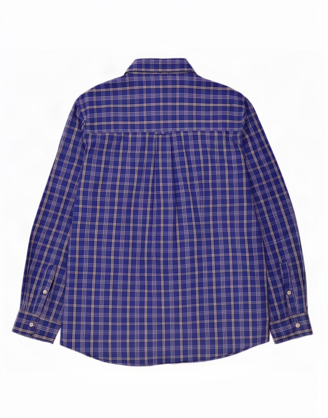 Chaps Camisa de fácil cuidado para hombre de algodón a cuadros azul grande