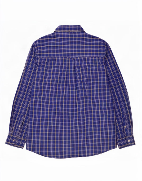 Chaps Camisa de fácil cuidado para hombre de algodón a cuadros azul grande