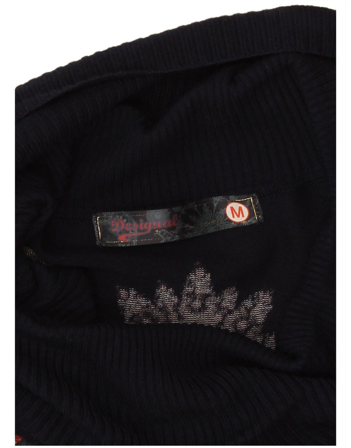 Desigual Womens Oversized Graphic Jumper Dress UK 14 Medium Navy Blue