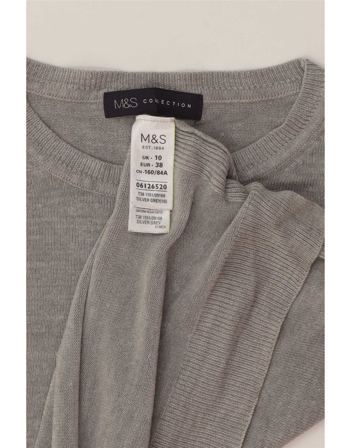 Marks & Spencer Womens Crop Crew Neck Jumper Sweater UK 10 Small Grey