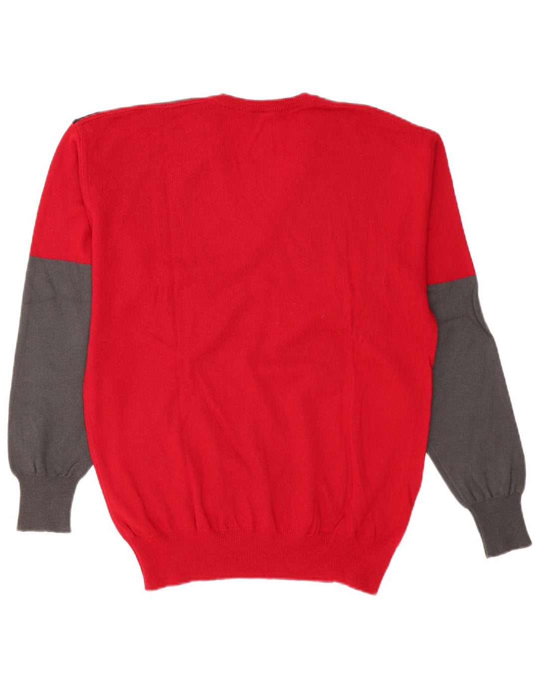 DALMINE Herren-Pullover mit V-Ausschnitt IT 50 Mittelrote Colourblock-Schurwolle