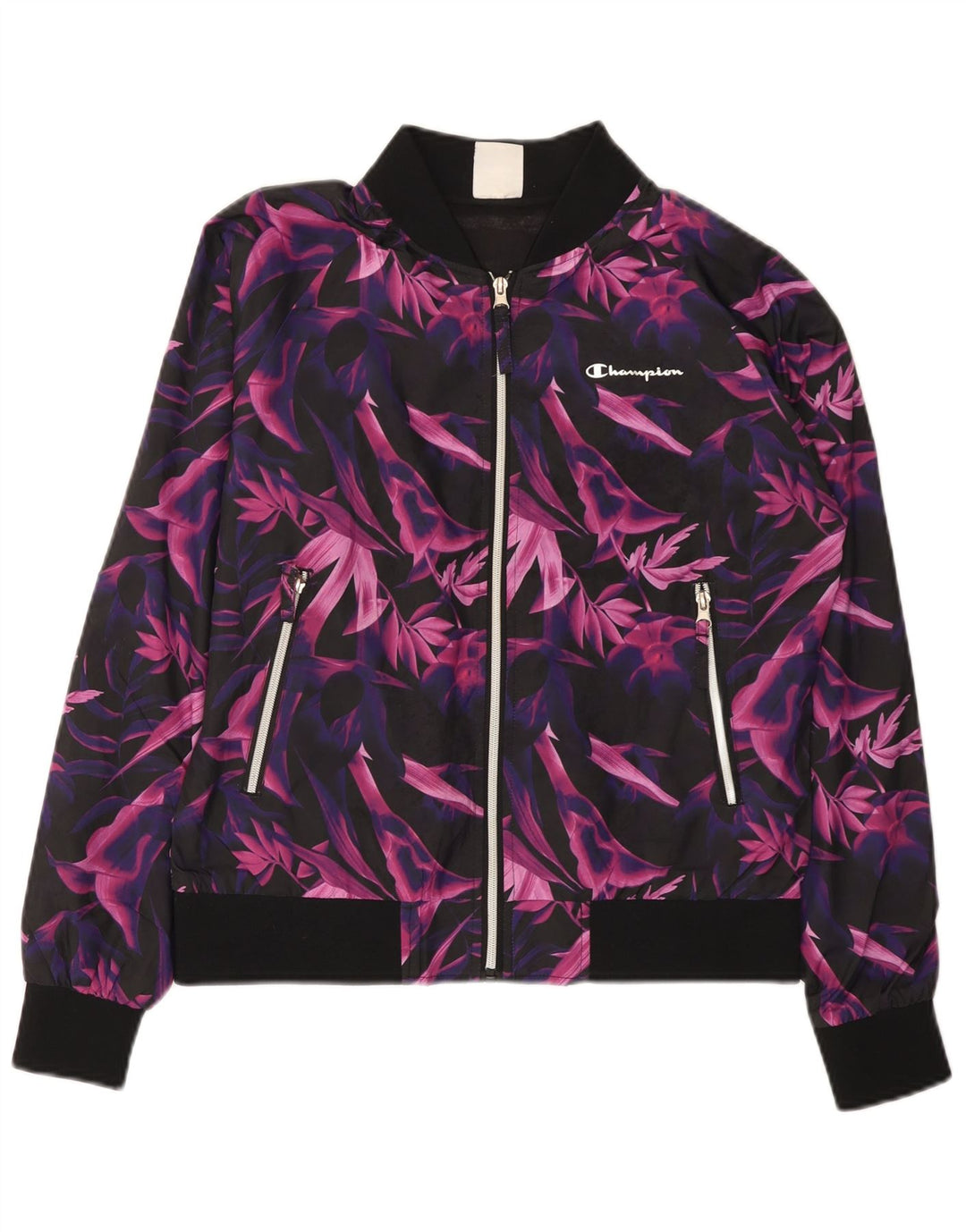 Champion Womens træningsdragt Topjakke UK 10 Small Purple Floral Polyester