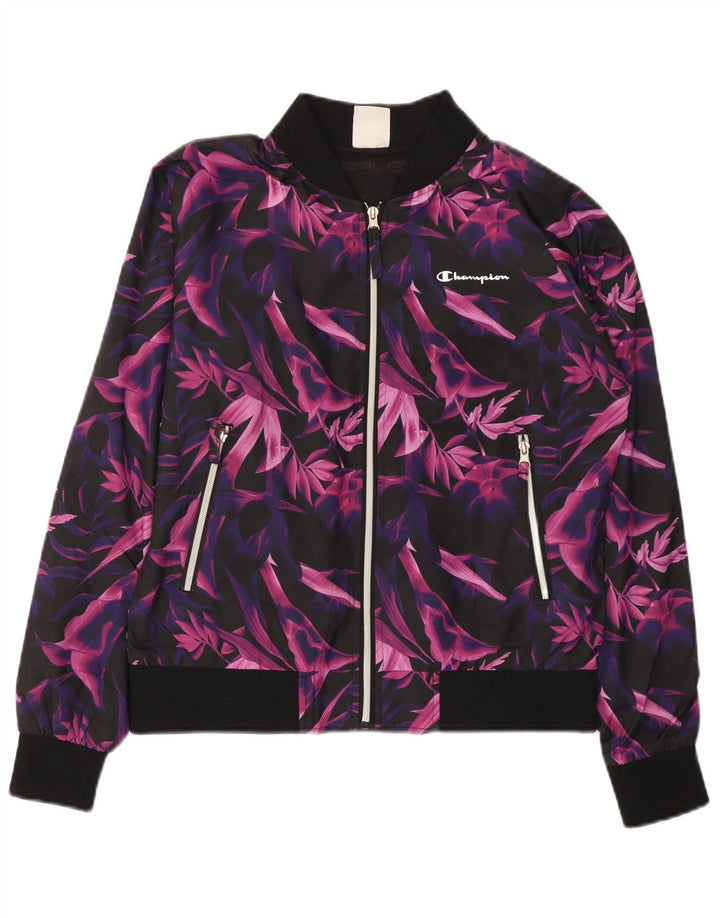 Champion Womens træningsdragt Topjakke UK 10 Small Purple Floral Polyester