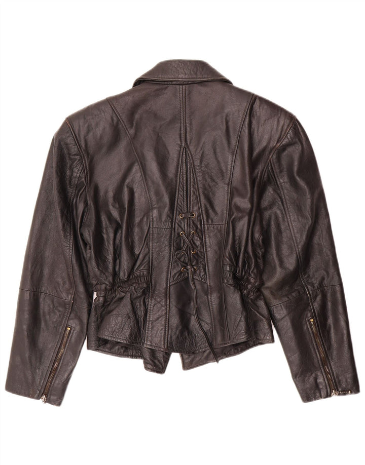 Giacca da motociclista in pelle da donna vintage EU 38 in pelle nera media